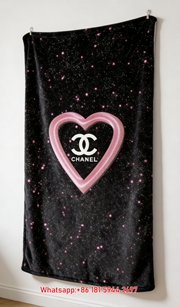 Chanel Pink Starry Sky Heart Flannel Throw Blanket IMG_7298